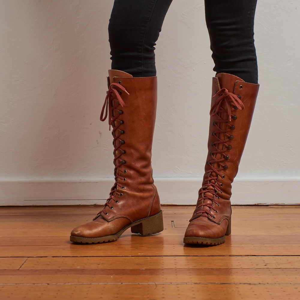 Tall Leather Lace Up Boots